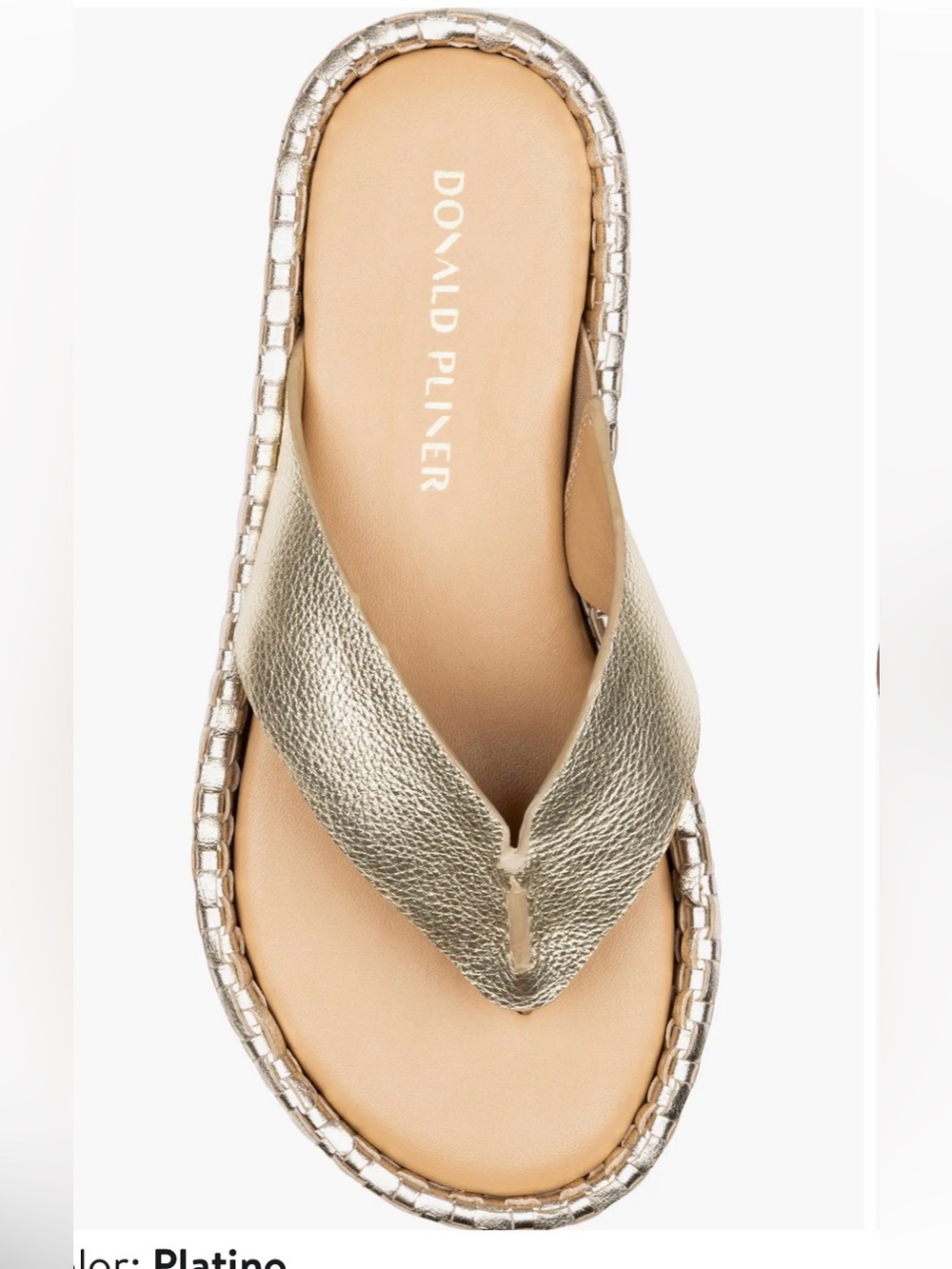 Donald J. Pliner Metallic Gold Leather Cross-Strap Slide Sandals